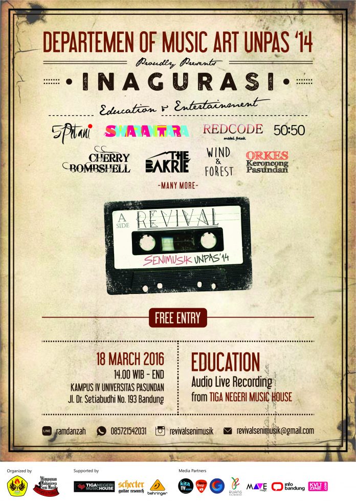 Poster Inagurasi REVIVAL HIMA Seni Musik Unpas 2016