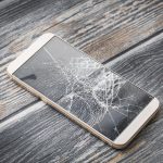 Modern broken mobile phone.